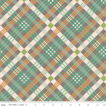 2yd 18" End of Bolt -SALE Farmer's Daughter Plaid Rustic Brown Checks Checked Fabric WIDEBACK 108" Wide - Riley Blake Quilting Cotton Fabric