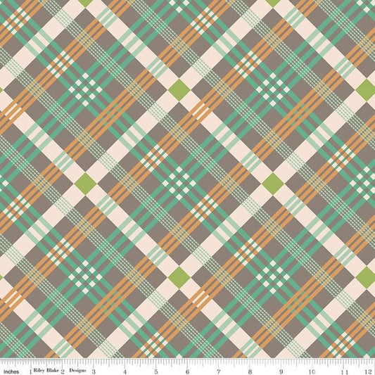 2yd 18" End of Bolt -SALE Farmer's Daughter Plaid Rustic Brown Checks Checked Fabric WIDEBACK 108" Wide - Riley Blake Quilting Cotton Fabric