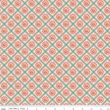 2 yard 24" End of Bolt - SALE Farmer's Daughter Sunflower Sage Cream Fabric WIDEBACK WB17197 - Lori Holt  Riley Blake Quilting Cotton Fabric