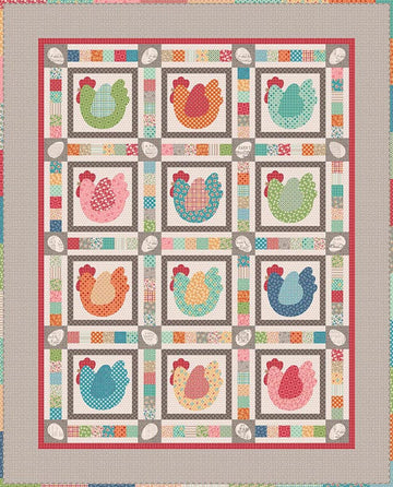 The Hen House Coverlet Boxed Quilt Kit - Riley Blake - Quilting Cotton Fabric