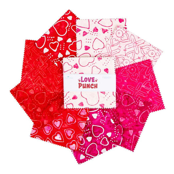 Expressions Batiks Love Punch Charm Pack 5" Stacker Bundle - Riley Blake - 42 piece Precut Pre cut - Quilting Cotton Fabric