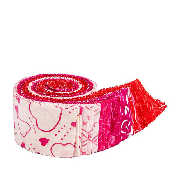 Expressions Batiks Love Punch 2.5 Inch Rolie Polie Jelly Roll 40 pieces - Riley Blake - Precut - Quilting Cotton Fabric
