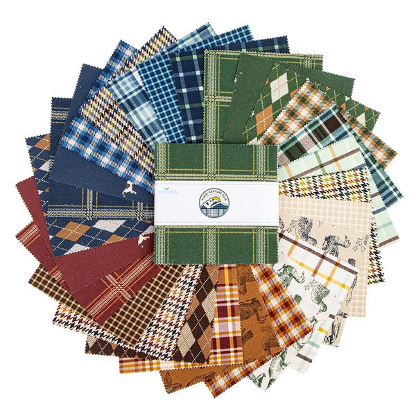 SALE Plaid-Venture Club Charm Pack 5" Stacker Bundle - Riley Blake Designs - 42 piece Precut Pre cut - Quilting Cotton Fabric