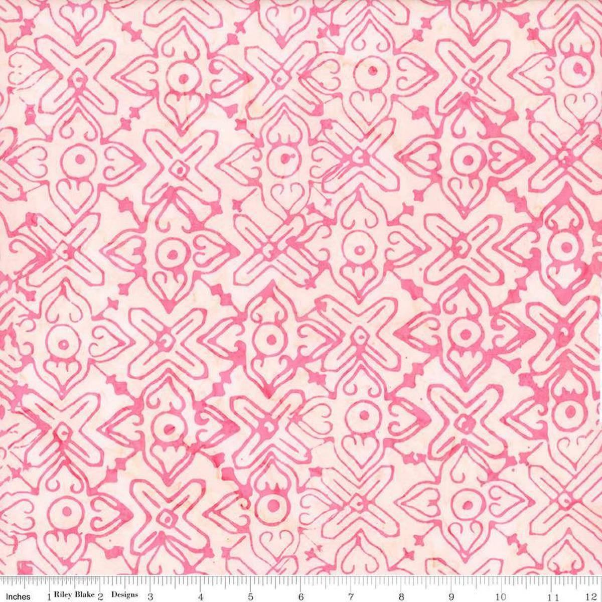 Image of Expressions Batiks Love Punch Piggy Bank quilting cotton fabric by The RBD Designers for Riley Blake Designs. Features hearts on a cream background. Cute Little Fabric Shop