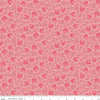 Image of Farmer's Daughter Hens & Chicks Coral quilting cotton fabric by Lori Holt for Riley Blake Designs. Features chickens on a pink background. Cute Little Fabric Shop