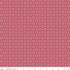 Image of Farmer's Daughter Doily Jazzberry quilting cotton fabric by Lori Holt for Riley Blake Designs. Features geometric on a red background. Cute Little Fabric Shop