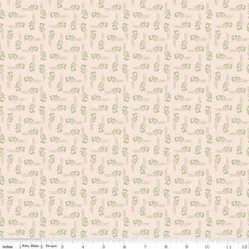 Image of Farmer's Daughter Tractors Background Thyme quilting cotton fabric by Lori Holt for Riley Blake Designs. Features tractors on a cream background. Cute Little Fabric Shop