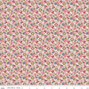Image of Farmer's Daughter Daisy Coral quilting cotton fabric by Lori Holt for Riley Blake Designs. Features flowers on a pink background. Cute Little Fabric Shop