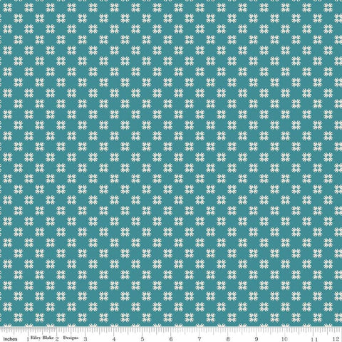 Image of Farmer's Daughter Quilting Raindrop quilting cotton fabric by Lori Holt for Riley Blake Designs. Features geometric on a blue background. Cute Little Fabric Shop