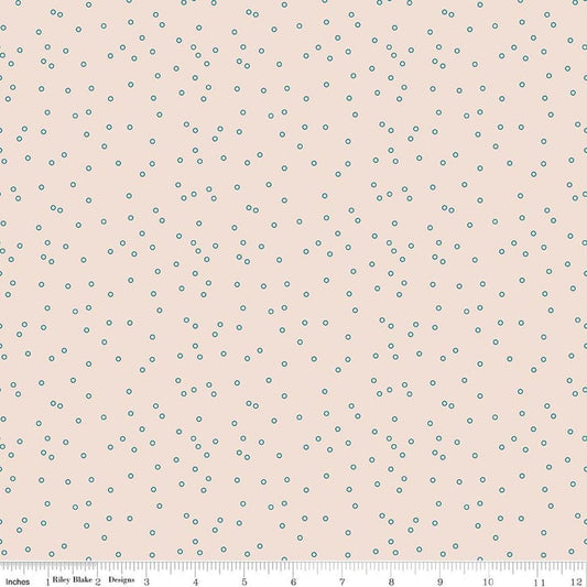 Image of Farmer's Daughter Circles Background Raindrop quilting cotton fabric by Lori Holt for Riley Blake Designs. Features circles on a cream background. Cute Little Fabric Shop