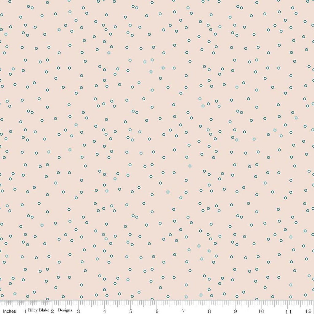 Image of Farmer's Daughter Circles Background Raindrop quilting cotton fabric by Lori Holt for Riley Blake Designs. Features circles on a cream background. Cute Little Fabric Shop