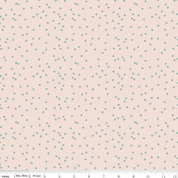 Image of Farmer's Daughter Circles Background Raindrop quilting cotton fabric by Lori Holt for Riley Blake Designs. Features circles on a cream background. Cute Little Fabric Shop