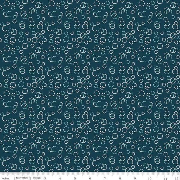 SALE Ready Set Splash! Bubbles C9896 Deep Sea - Riley Blake - Line Drawings Circles Blue - Quilting Cotton Fabric