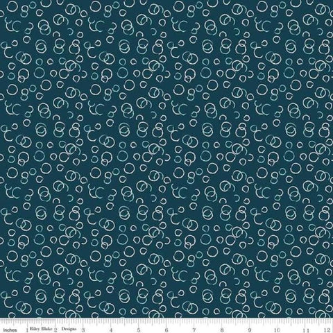 SALE Ready Set Splash! Bubbles C9896 Deep Sea - Riley Blake - Line Drawings Circles Blue - Quilting Cotton Fabric