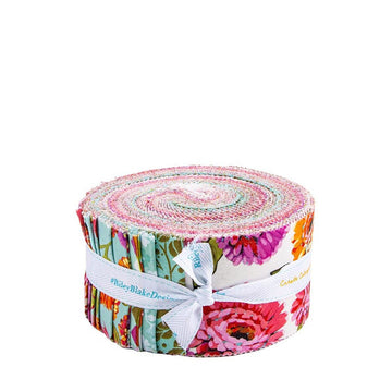 Zinnias 2.5-Inch Rolie Polie 40-piece - Riley Blake Designs - Precut Bundle - Quilting Cotton Fabric