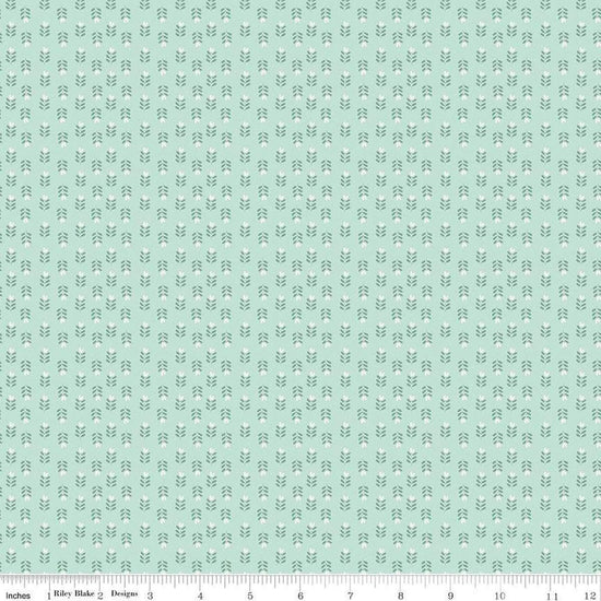 Image of Love You Always Plants Mist quilting cotton fabric by Sandy Gervais for Riley Blake Designs. Features flowers on a green background. Cute Little Fabric Shop