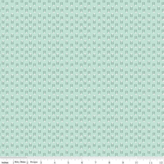 Image of Love You Always Plants Mist quilting cotton fabric by Sandy Gervais for Riley Blake Designs. Features flowers on a green background. Cute Little Fabric Shop