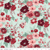 Image of Love You Always Main Mist quilting cotton fabric by Sandy Gervais for Riley Blake Designs. Features flowers on a green background. Cute Little Fabric Shop