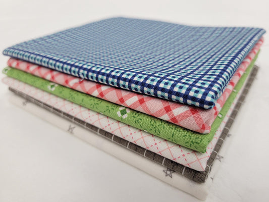 Bee Plaid Fat Quarter Bundle 6 pieces 6FQ-BEEPLAID - Lori Holt - Riley Blake Designs -  Precut - Geometric - Quilting Cotton Fabric