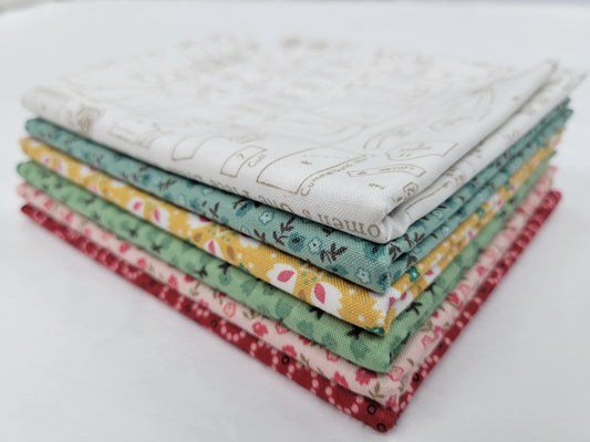 Home Town Fat Quarter Bundle 6 pieces 6FQ-HOMETOWN - Lori Holt - Riley Blake Designs -  Precut - Floral - Quilting Cotton Fabric
