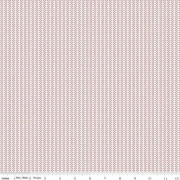 Image of Radiant Ruby Herringbone Cloud quilting cotton fabric by Dani Mogstad for Riley Blake Designs. Features herringbone on a white background. Cute Little Fabric Shop