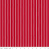 Image of Radiant Ruby Stripe Schoolhouse quilting cotton fabric by Dani Mogstad for Riley Blake Designs. Features stripes on a red background. Cute Little Fabric Shop