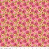 Image of Zinnias Zinnias Pink quilting cotton fabric by Lila Tueller for Riley Blake Designs. Features flowers on pink background. Cute Little Fabric Shop