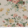 LINEN Rose & Violet's Bouquet Des Fleurs Bouquet LN17297 Natural - Riley Blake Designs - Floral Leaf Leaves - Quilting Cotton Fabric