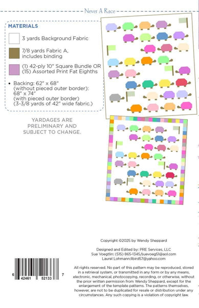 SALE Never A Race Quilt PATTERN P180 by Wendy Sheppard - Riley Blake Designs - INSTRUCTIONS Only - 10 Inch Stacker Friendly
