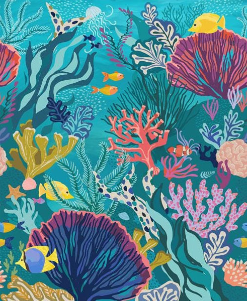 Reef The Reef Panel 27349 Reef - Moda Fabrics - Fish Coral Ocean Life Colorful Scenic Costal - Quilting Cotton Fabric