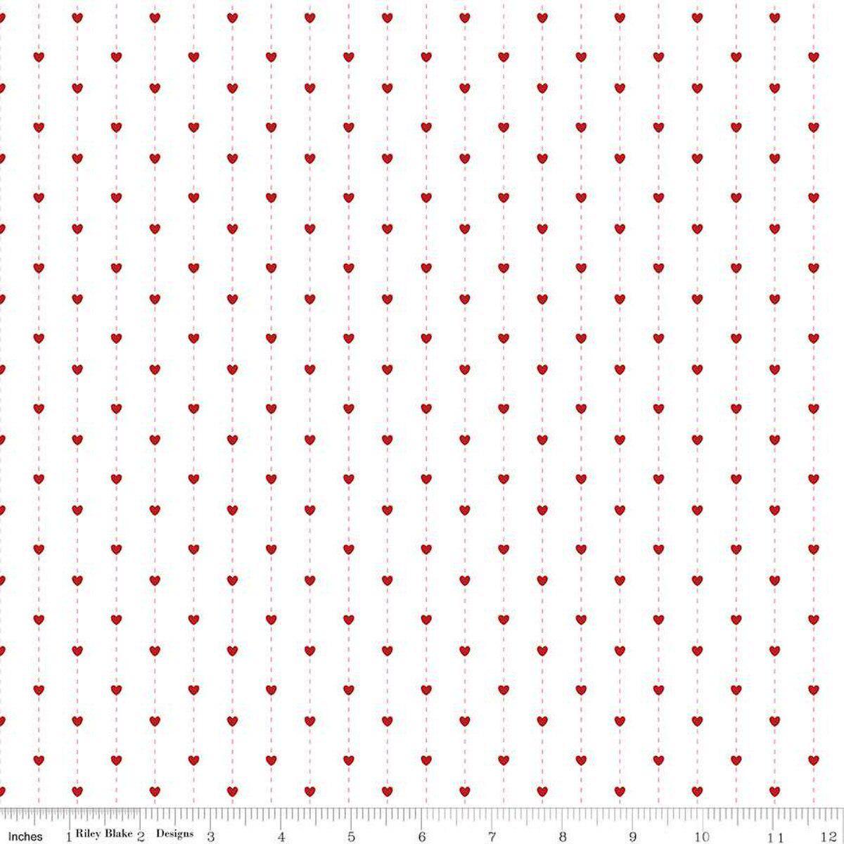Image of Sew In Love Stripes White quilting cotton fabric by Dan Mogstad for Riley Blake Designs. Features stripes on a white background. Cute Little Fabric Shop