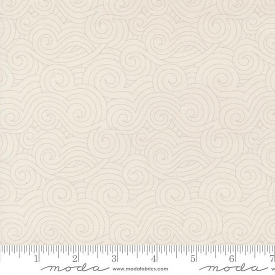 Image of High Flight Swirls Cloud quilting cotton fabric by Sariditty for Moda Fabric. Features swirls on a beige background. Cute Little Fabric Shop