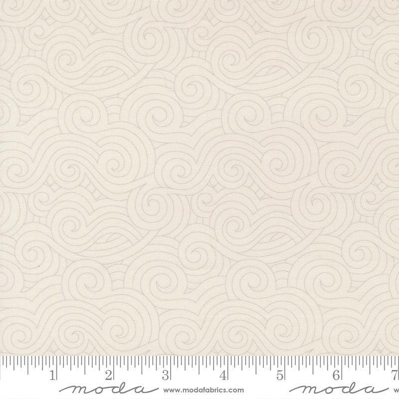 Image of High Flight Swirls Cloud quilting cotton fabric by Sariditty for Moda Fabric. Features swirls on a beige background. Cute Little Fabric Shop