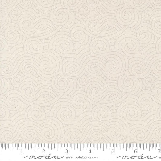 Image of High Flight Swirls Cloud quilting cotton fabric by Sariditty for Moda Fabric. Features swirls on a beige background. Cute Little Fabric Shop