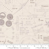 Image of High Flight Blueprint Smoke quilting cotton fabric by Sariditty for Moda Fabric. Features blueprint on a beige background. Cute Little Fabric Shop