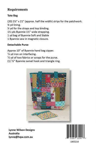 SALE Everyday Tote Bag PATTERN P253 Lynn Wilson - Riley Blake Designs - INSTRUCTIONS - Rolie Polie Friendly Detachable Purse