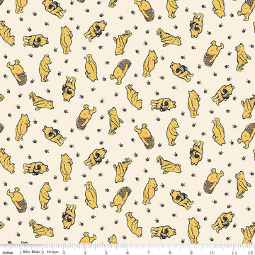 Image of Winnie the Pooh Toss Cream quilting cotton fabric by Echo Park Paper Co for Riley Blake Designs. Features Pooh on a cream background. Cute Little Fabric Shop
