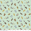 Image of Winnie the Pooh Characters Green quilting cotton fabric by Echo Park Paper Co for Riley Blake Designs. Features characters on a green background. Cute Little Fabric Shop