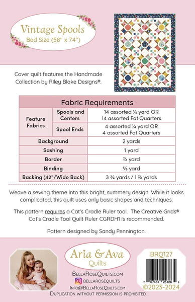 Vintage Spools Quilt PATTERN P233 by Aria & Ava Quilts - Riley Blake Design - INSTRUCTIONS Only - Fat Quarter Friendly Sew Theme