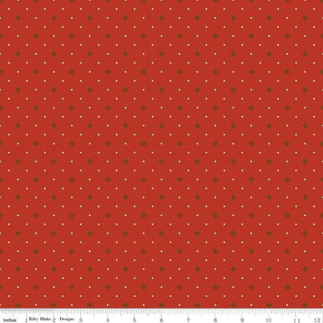Fat Quarter End of Bolt - Awesome Autumn Ditsy C12176 Red - Riley Blake Designs - Fall Geometric Flowers Diamonds - Quilting Cotton Fabric