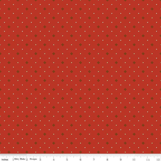 Awesome Autumn Ditsy C12176 Red - Riley Blake Designs - Fall Geometric Flowers Diamonds - Quilting Cotton Fabric