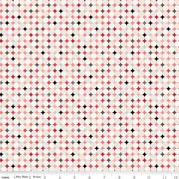 Image of Barbie™ Vintage Sparkle Dots Blush quilting cotton fabric by Official Licensed Product for Riley Blake Designs. Features dots on a white background. Cute Little Fabric Shop