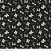 Image of Barbie™ Vintage Bows Black quilting cotton fabric by Official Licensed Product for Riley Blake Designs. Features bows on a black background. Cute Little Fabric Shop