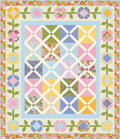 SALE Plaid and Posies Quilt Kit KT-16980 - Riley Blake Designs - Box Quilt Kit Pattern - Little Darlin' - Quilting Cotton Fabric