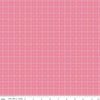 Image of Patchwork Stiches Pink quilting cotton fabric by Liza Taylor for Riley Blake Designs. Features squares on a pink background. Cute Little Fabric Shop