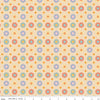 Image of Patchwork Dresden Vanilla quilting cotton fabric by Liza Taylor for Riley Blake Designs. Features Dresden on a yellow background. Cute Little Fabric Shop