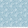 Image of Sweet Cotton Tales Trailing Blossoms Blue quilting cotton fabric by Cayla Naylor for Riley Blake Designs. Features flowers on a blue background. Cute Little Fabric Shop