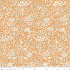 Image of Sweet Cotton Tales Bunny Meadow Apricot quilting cotton fabric by Cayla Naylor for Riley Blake Designs. Features plants on an orange background. Cute Little Fabric Shop