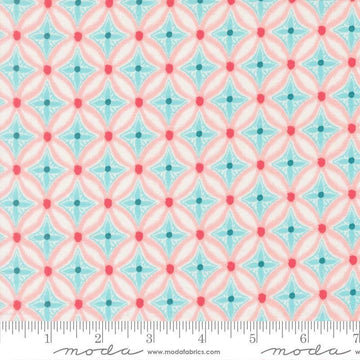 Image of Reef Medallion Starfish quilting cotton fabric by Kate Spain for Moda Fabrics. Features geometric patterns on a pink background. Cute Little Fabric Shop