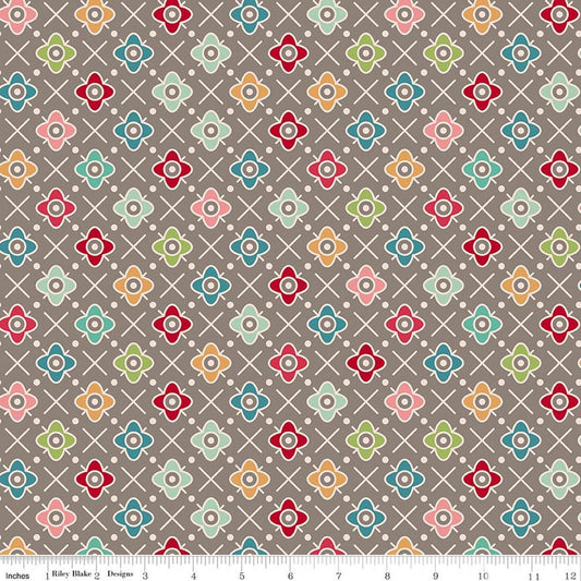 2 yard 28" End of Bolt - SALE Farmer's Daughter Flower Patch Rustic Gray Floral Fabric WIDEBACK 108" Wide - Riley Blake Cotton Fabric